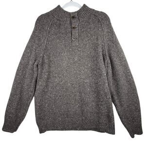 Rails Merino Wool Blend Henley‎ Knit Sweater Brown Speckled Size Men's L